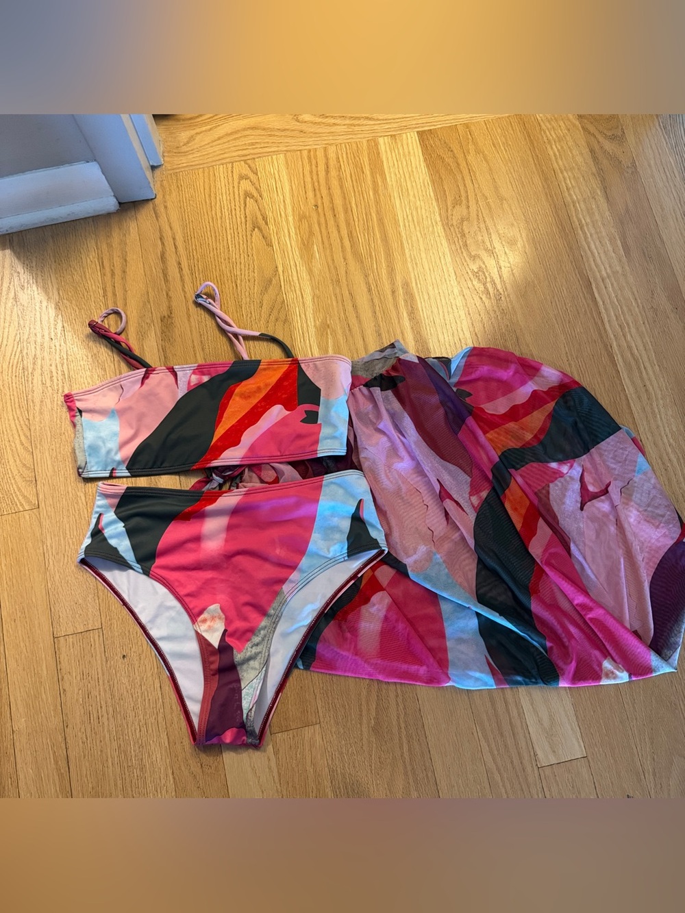 3-piece matching colorful bikini swim set